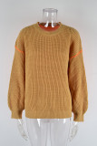 Plain Contrast Tape Two Tones Pullover Sweater