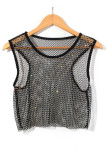 Plain Mesh See Thru Crop Tank Top