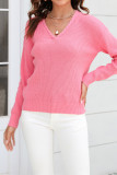 V Neck Cable Knitting Sweater