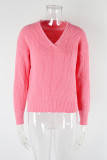 V Neck Cable Knitting Sweater