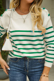 Stripes Splicing Button Knitting Sweater
