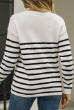 Stripes Splicing Button Knitting Sweater