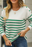 Stripes Splicing Button Knitting Sweater