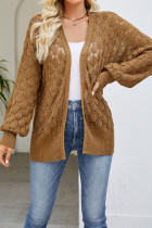 Plain Crochet Knit Open Sweater Cardigan