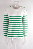 Stripes Splicing Button Knitting Sweater
