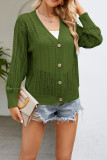 Hollowed V Neck Button Kintting Cardigan