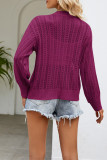 Hollowed V Neck Button Kintting Cardigan