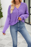 Plain Crochet Striped Knit Open Button Sweater Cardigans