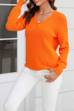 V Neck Cable Knitting Sweater