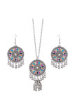 Metal Tassle Necklace and Earrings Set