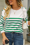 Stripes Splicing Button Knitting Sweater
