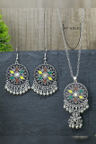 Geometric Alloy Earrings With Necklace Set MOQ 5 Sets