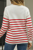 Stripes Splicing Button Knitting Sweater