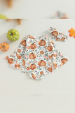 Pumpkin Print Flare Sleeves Baby Romper