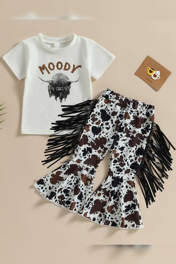 Kids Tassle Flare Pants And Top 2PCS Set