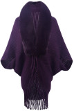 Plain Fleece Tassle Knitting Cape