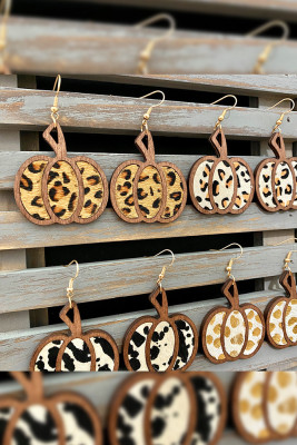 Leopard Pumpkin Wood Earrings