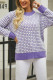 Contrast Color Texture Knit Pullover Sweater