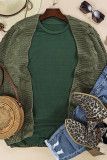Green Solid Color Crew Neck Tee