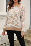 Contrast Color Texture Knit Pullover Sweater