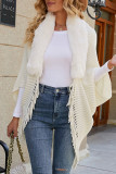 Plain Fleece Tassle Knitting Cape
