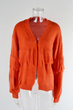 Plain Fringe Splicing Open Knit Cardigan
