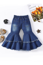 Blue Washed Kid's Flare Denim Pants