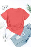 Red Solid Color Crew Neck Tee