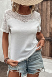 White Splicing Crew Neck Top