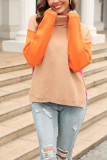 Color Block Turtle Collar Knit Sweaters
