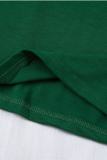 Green Solid Color Crew Neck Tee