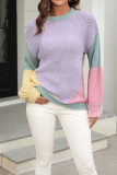 Multicolor Block Pullover Sweaters