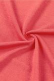 Red Solid Color Crew Neck Tee