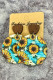 Western Floral Print Wooded Round Earrings MOQ 5pcs