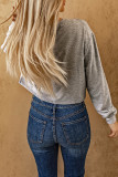 Gray Expose Seam Knitted Patchwork Cropped Top