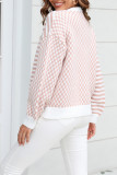 Plaid and Stripes Splicing Button Knitting Cardigan