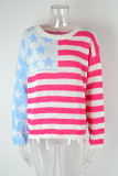 Star and Stripes Print Knitting Sweater