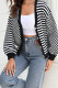 Plaid and Stripes Splicing Button Knitting Cardigan