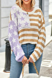 Star and Stripes Print Knitting Sweater