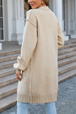 Plain Pockets Open Front Knitting Cardigan