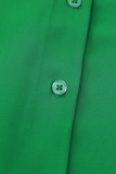 Green 3/4 Puff Sleeve Oversize Shirt
