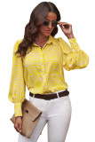 Yellow Zebra Stripes Print Lantern Sleeve Shirt