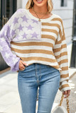 Star and Stripes Print Knitting Sweater