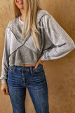 Gray Expose Seam Knitted Patchwork Cropped Top