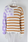 Star and Stripes Print Knitting Sweater