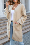Plain Pockets Open Front Knitting Cardigan
