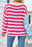 Star and Stripes Print Knitting Sweater
