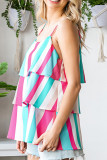 Multicolor Stripe Tiered Cami Tank Top