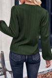 Plain Texture V Neck Lace Edge Blouse