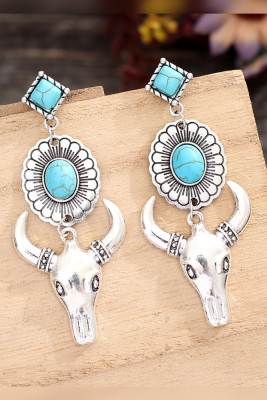 Turquoise Metal Bull Earrings MOQ 5PCs